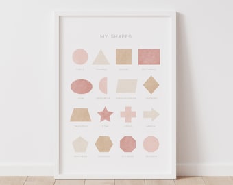 Neutral Shapes Print, Printable Educational Wall Art, Montessori Nursery Poster, Homeschool Classroom Decor, DIGITAL DOWNLOAD
