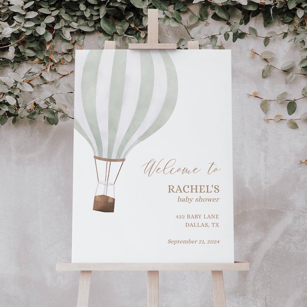 Buy Mint Green Hot Air Balloon Baby Shower Welcome Sign, Printable Welcome  Sign Template, DIGITAL DOWNLOAD Online in India