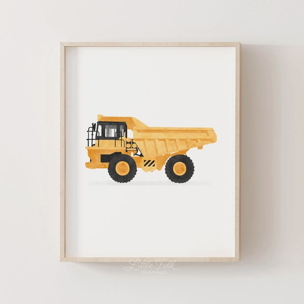 Yellow Dump Truck Print, Boys Room Decor, PRINTABLE Construction Vehicle Wall Art, Construction Birthday Party, DIGITAL DOWNLOAD