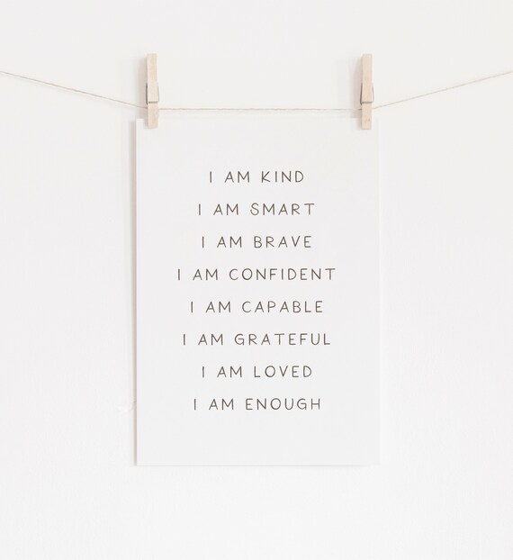 Wall Hangings Home Décor Black & White Prints Daily Affirmations I Am ...
