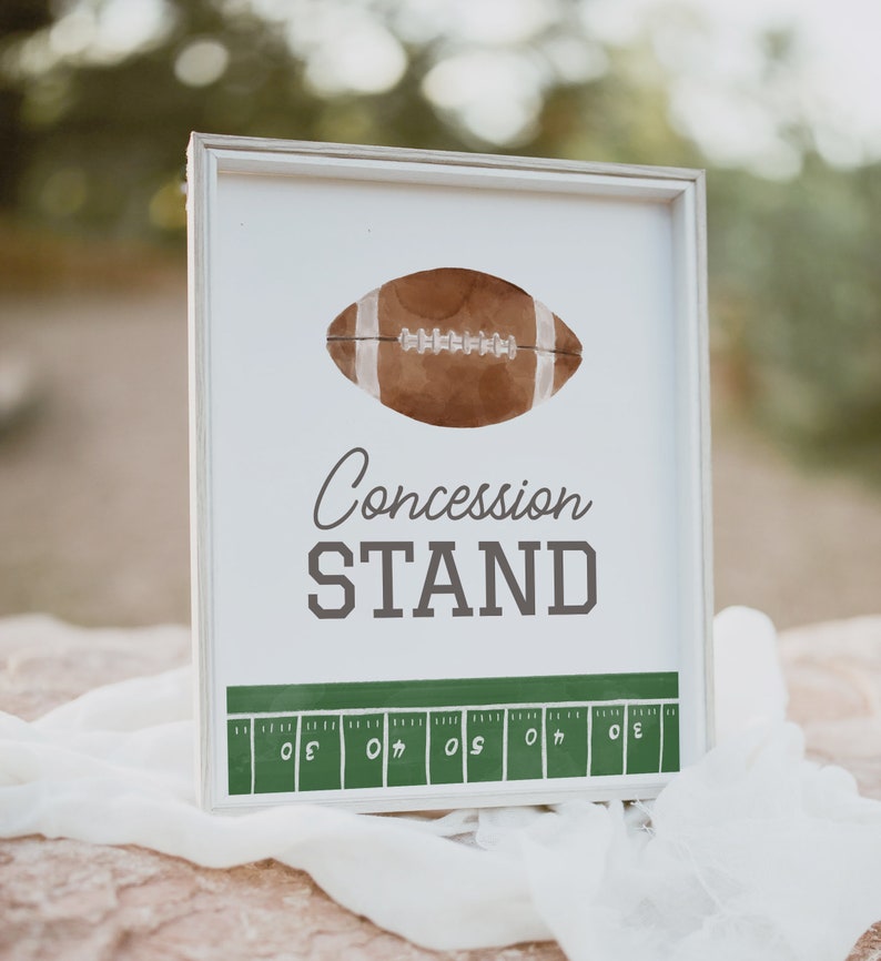Football Birthday Concession Stand Sign, Football Birthday Party Decor, Football Food Table Sign, 1st Year Down, DIGITAL DOWNLOAD image 1