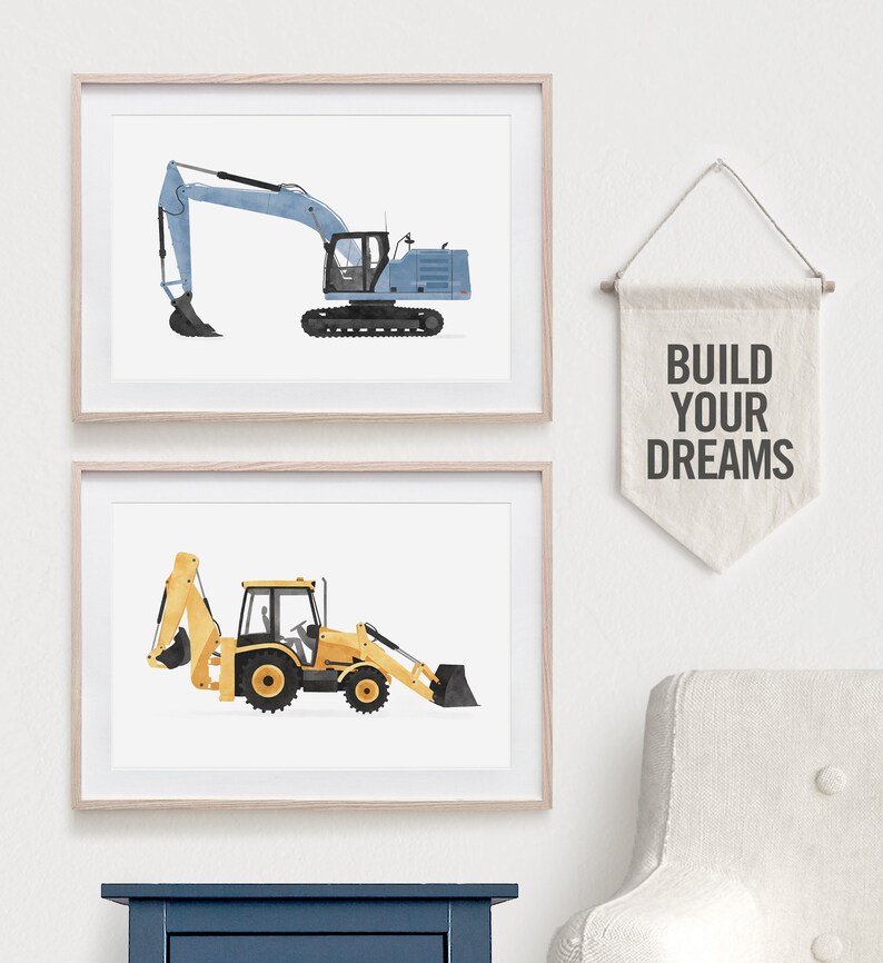 Excavator Print Boy Nursery Decor PRINTABLE Wall Art Etsy