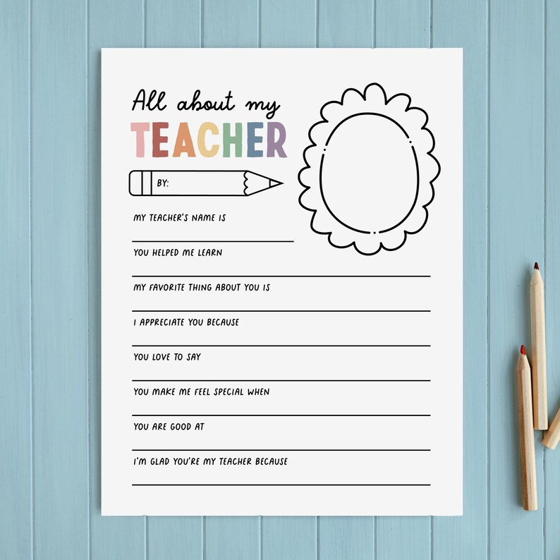 Printable Teacher Appreciation Week Coloring Page, All About My Teacher ...
