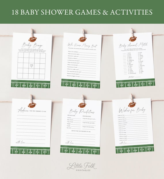 Football Baby Shower Games Bundle, Little All Star Football Baby Shower Games, Sports Baby Shower Activities, DIGITAL DOWNLOAD