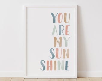 You Are My Sunshine Print, Girl Nursery Decor, PRINTABLE Wall Art, Kids Room Decor, DIGITAL DOWNLOAD