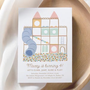 Indoor-Spielplatz-Geburtstags-Einladung, bearbeitbare Pastell-Mädchen-Spielplatz-Geburtstags-Einladung, druckbare Vorlage, DIGITALER DOWNLOAD