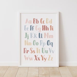 Rainbow Alphabet Poster, ABC Print, Printable Educational Wall Art, Kids Room Decor, Nursery Decor, DIGITAL DOWNLOAD