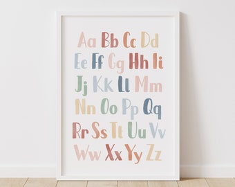 Rainbow Alphabet Poster, ABC Print, Printable Educational Wall Art, Kids Room Decor, Nursery Decor, DIGITAL DOWNLOAD