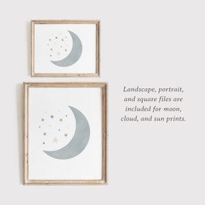 Neutral Cloud Moon and Sun Boy Nursery Decor, PRINTABLE Moon Nursery ...