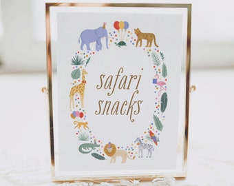 Safari Snacks Verjaardag Teken, Jungle Safari Verjaardag Party Decor, Party Animal Table Sign, DIGITALE DOWNLOAD