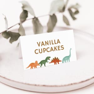 Editable Dinosaur Birthday Party Food Label Template, Printable Dinosaur Birthday Tent Card, Trex Triceratops Stegosaurus, DIGITAL DOWNLOAD