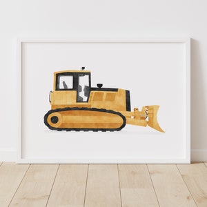 Yellow Bulldozer Print, Boys Room Decor, PRINTABLE Construction Vehicle Wall Art, Construction Birthday Party, DIGITAL DOWNLOAD
