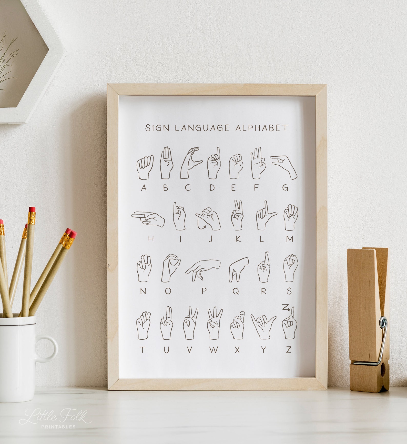 American Sign Language Poster ASL Alphabet Printable Wall Etsy