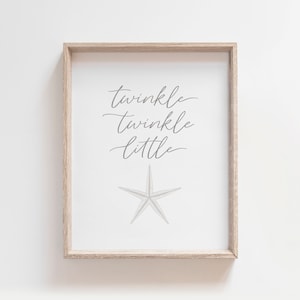 Twinkle Twinkle Little Star Print, Starfish Print, Beach Nursery Decor, Printable Nursery Quote Wall Art, Coastal Decor, DIGITAL DOWNLOAD
