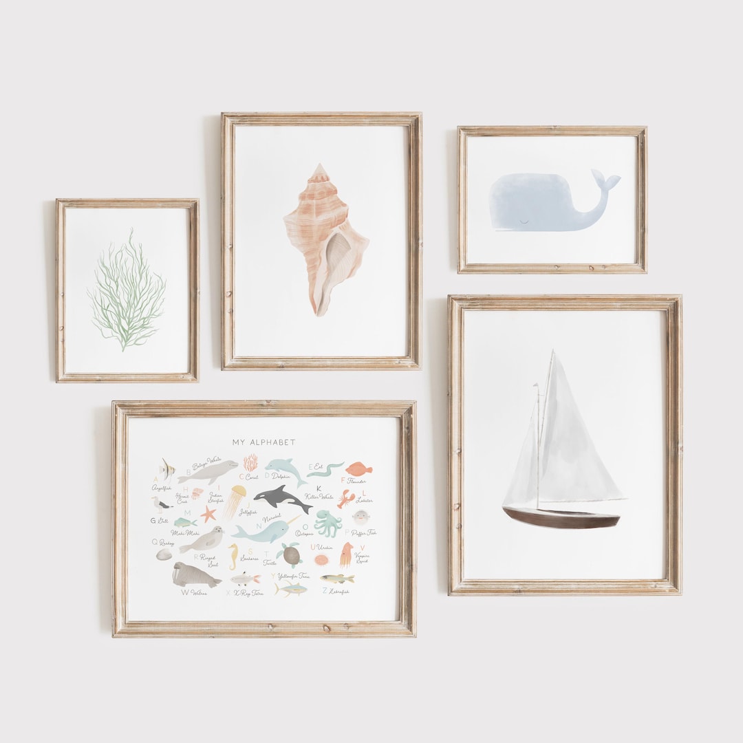 Watercolor Beach Nursery Decor, Printable Beach Nursery Gallery Wall ...