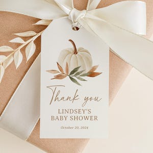 Pompoen babyshower gunst labelsjabloon, herfst babyshower rechthoek cadeau label afdrukbare sjabloon, digitale DOWNLOAD