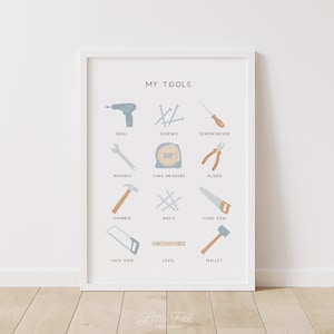 Werkzeuge Poster, Werkzeuge Druck, druckbare Wandkunst, Jungen Zimmer Dekor, Kinderzimmer Dekor, DIGITAL DOWNLOAD