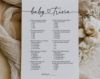 Baby Shower Quiz-Spiel, moderne minimalistische Baby Quiz, bearbeitbares Baby Shower Quiz-Spiel, DIGITALER DOWNLOAD