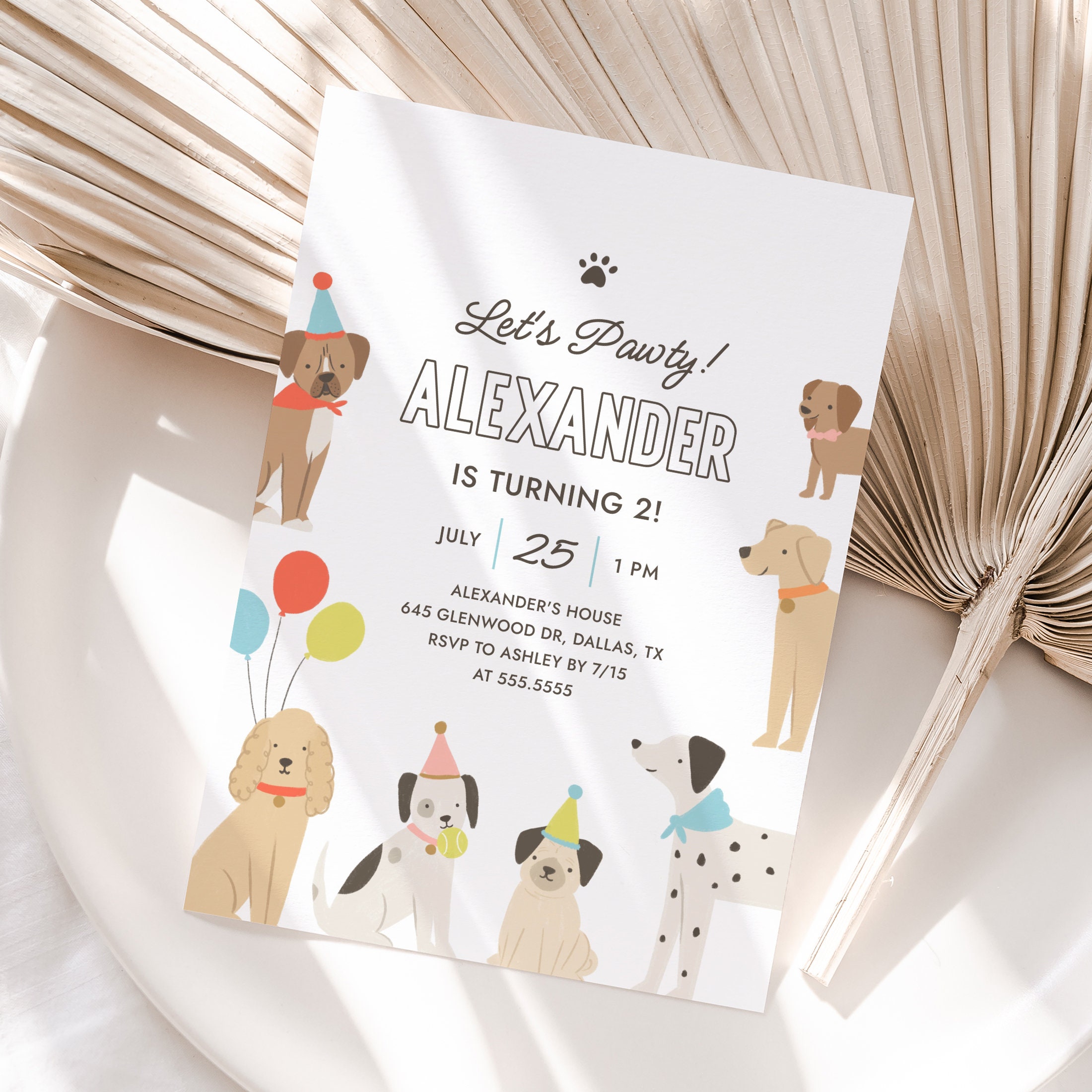 Dog Birthday Party Invitation, Puppy Pawty Birthday Invite, Editable ...