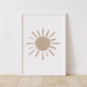 Neutral Cloud Moon and Sun Set of 3 Prints, Boy Nursery Decor ...