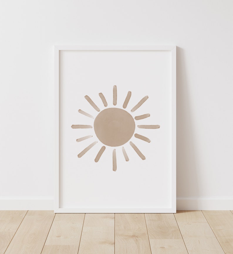 Neutral Cloud Moon and Sun Set of 3 Prints, Boy Nursery Decor, PRINTABLE Wall Art, Boho Kids Room Decor, DIGITAL DOWNLOAD image 2