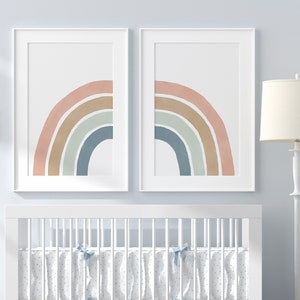 Pastel Rainbow Wall Art Set of 2 Prints, Rainbow Nursery Decor ...