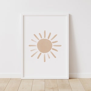 Neutral Cloud Moon and Sun Set of 3 Prints, Neutral Nursery Decor ...