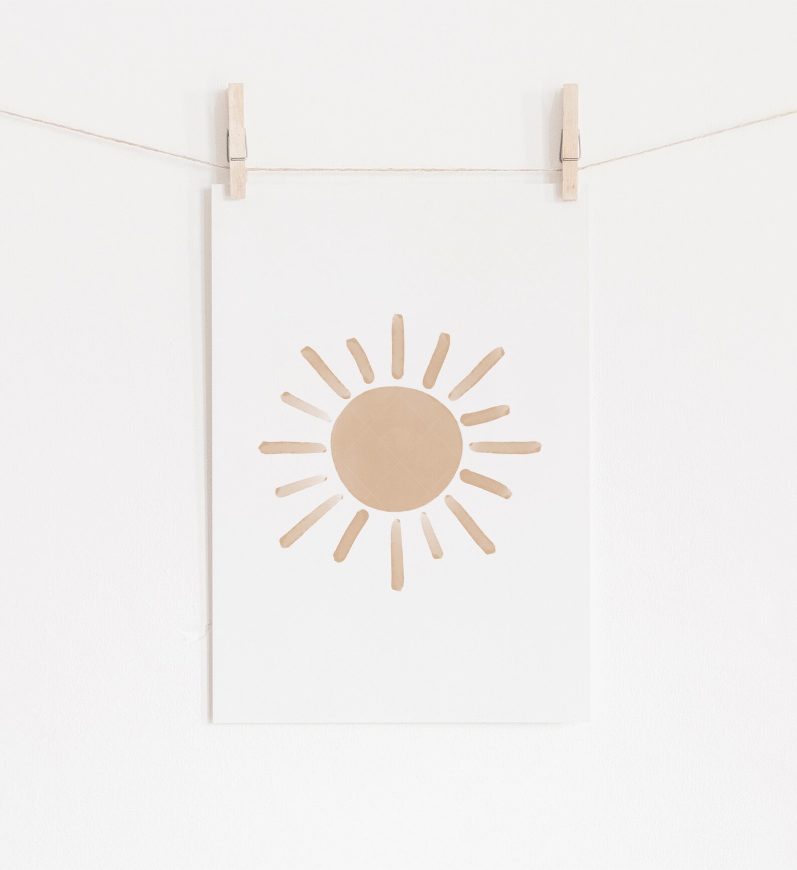 Neutral Sun Print PRINTABLE Watercolor Sun Wall Art Kids - Etsy