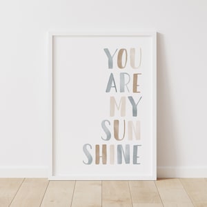 You Are My Sunshine Print, Neutral Boy Nursery Decor, PRINTABLE Wall Art, Boys Room Decor, DIGITAL DOWNLOAD