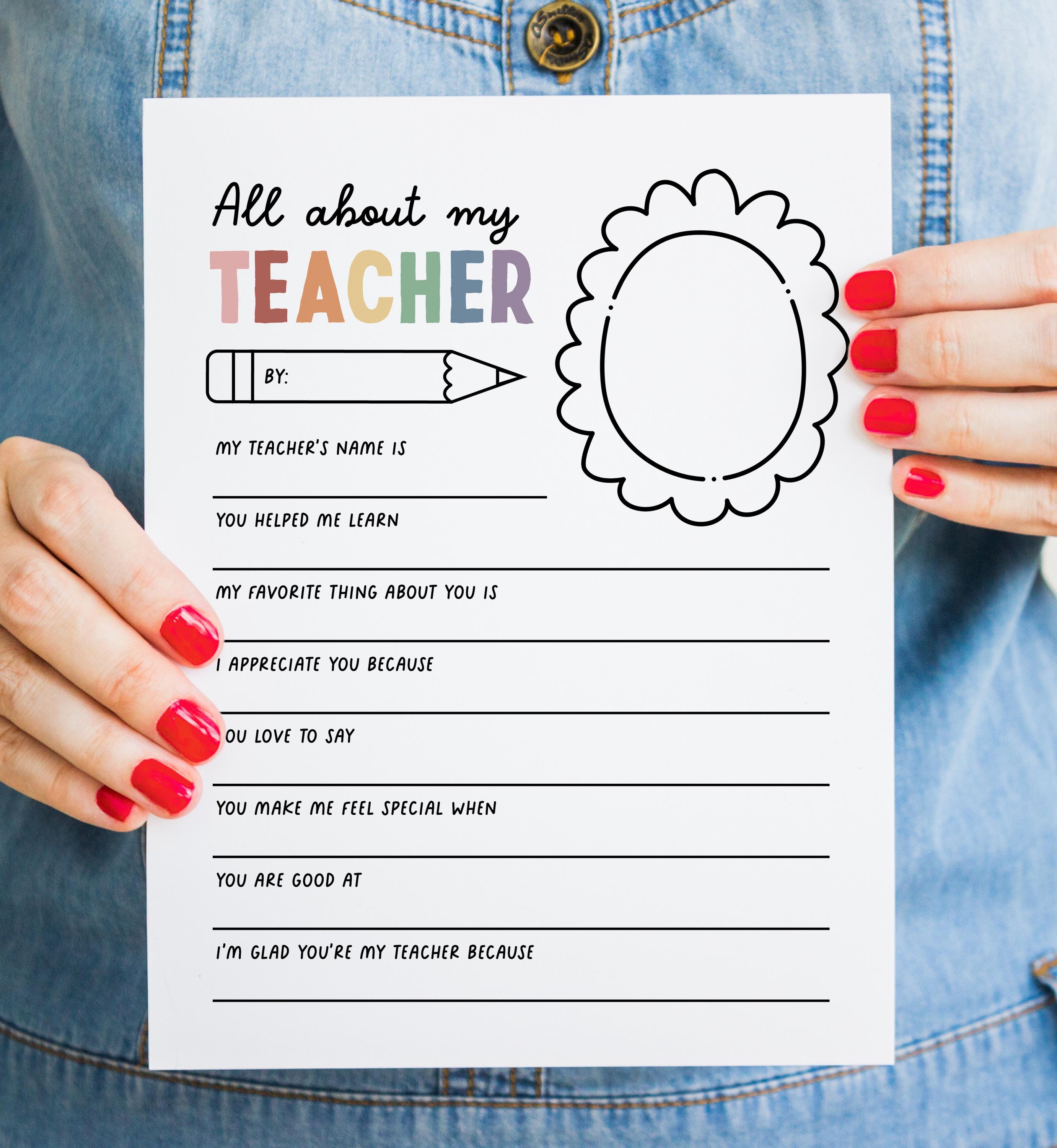 Printable Teacher Appreciation Week Coloring Page, All About My Teacher ...