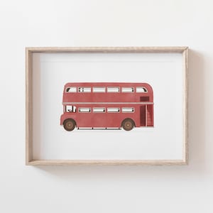 Double Decker Bus Print, Printable Vintage Bus Wall Art, Transportation Nursery Decor, Kids Room Decor, DIGITAL DOWNLOAD