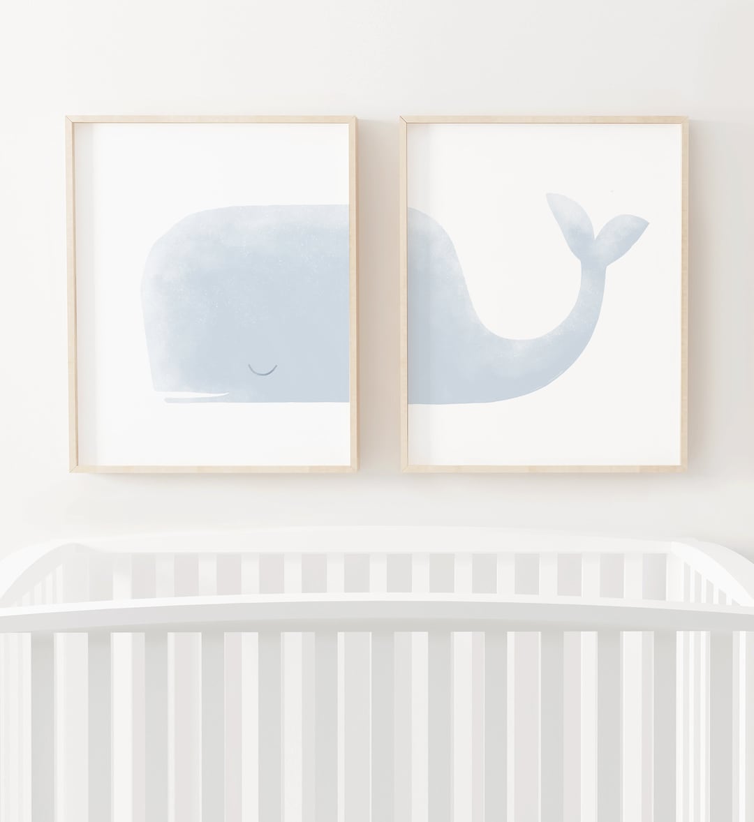 Whale Print Set of 2, Printable Wall Art, Beach Nursery Decor, Whale ...
