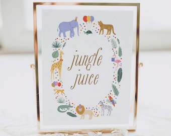 Jungle Juice Birthday Sign, Safari Birthday Party Decor, Party Animal Table Sign, DIGITAL DOWNLOAD