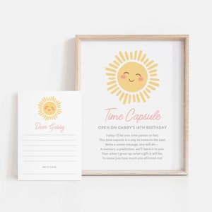 Bearbeitbare Sonnenschein-Zeitkapsel zum 1. Geburtstag, druckbare kleine Sonnenschein-erster Geburtstagsdekorationen, Sonnen-Geburtstagsdekoration, DIGITALER DOWNLOAD