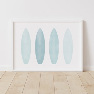 Blue Surfboard Wall Art, Beach Nursery Decor, Printable Coastal Surf Home Decor