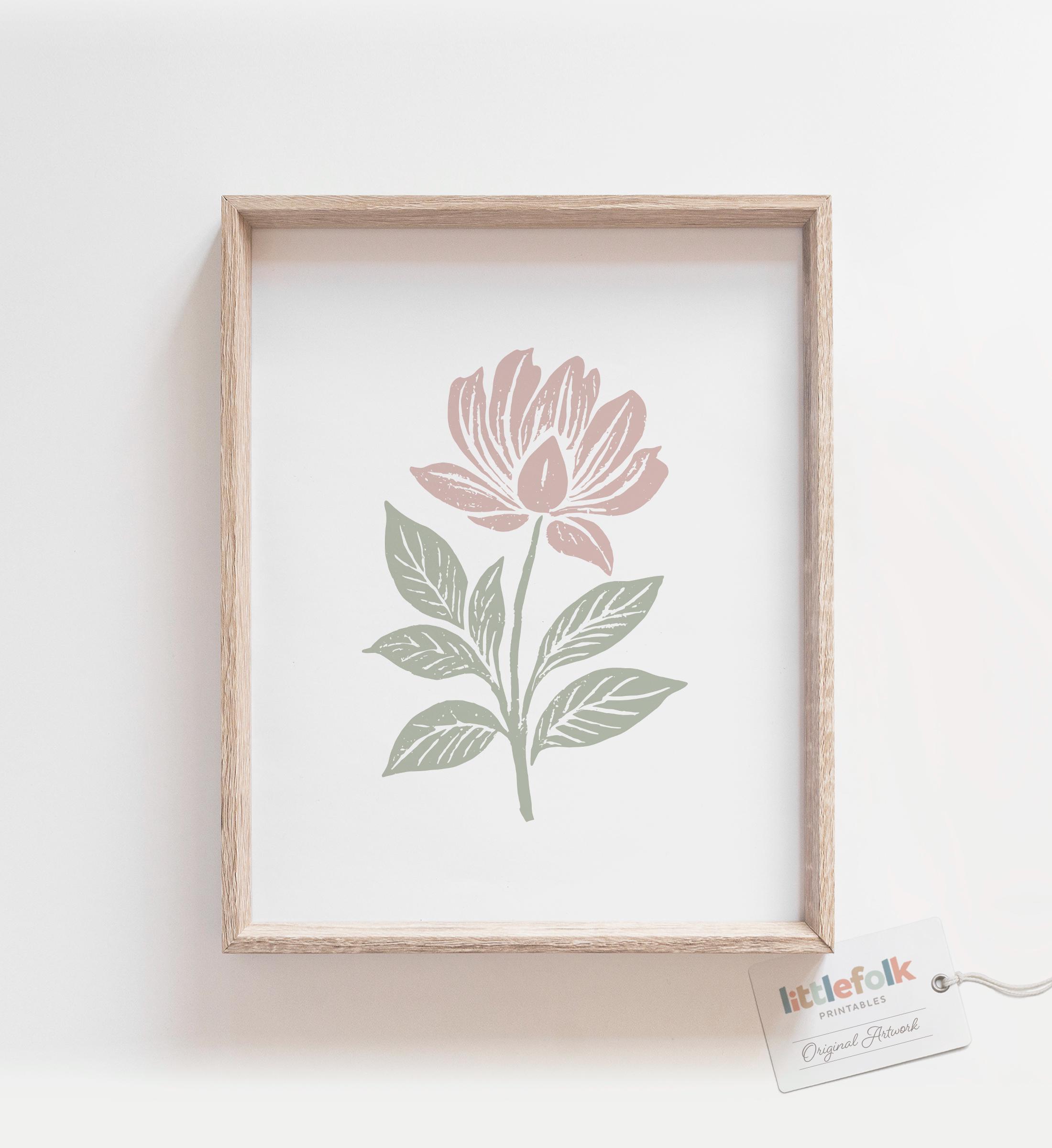 Minimalist Wildflower Print, Sage Green Floral Wall Art, Printable Easter Decor, Spring Wall Art, DIGITAL DOWNLOAD