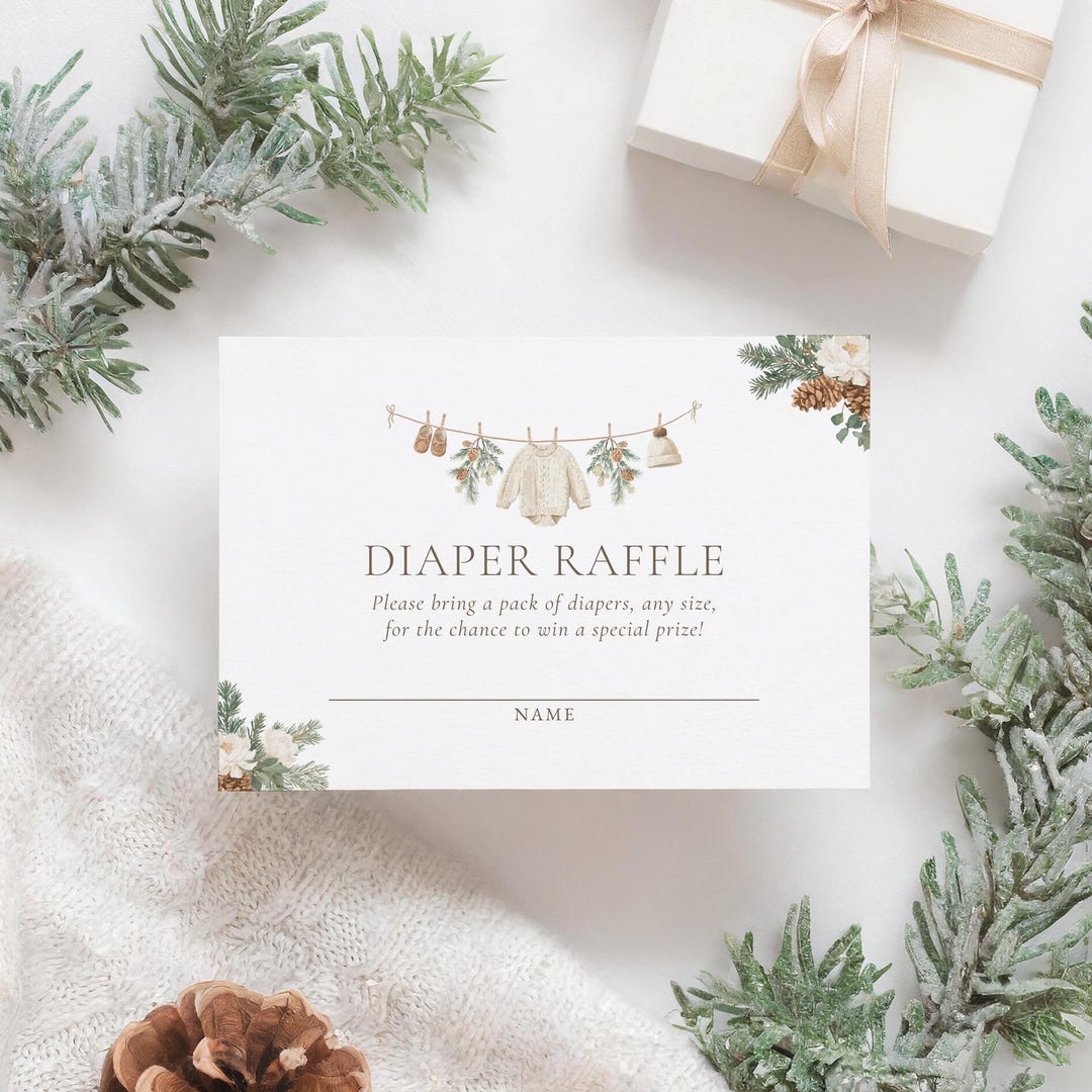 Cold Chisel Raffle Tickets Winter Baby Shower Diaper Raffle Ticket, Neutral Clothesline Baby ...