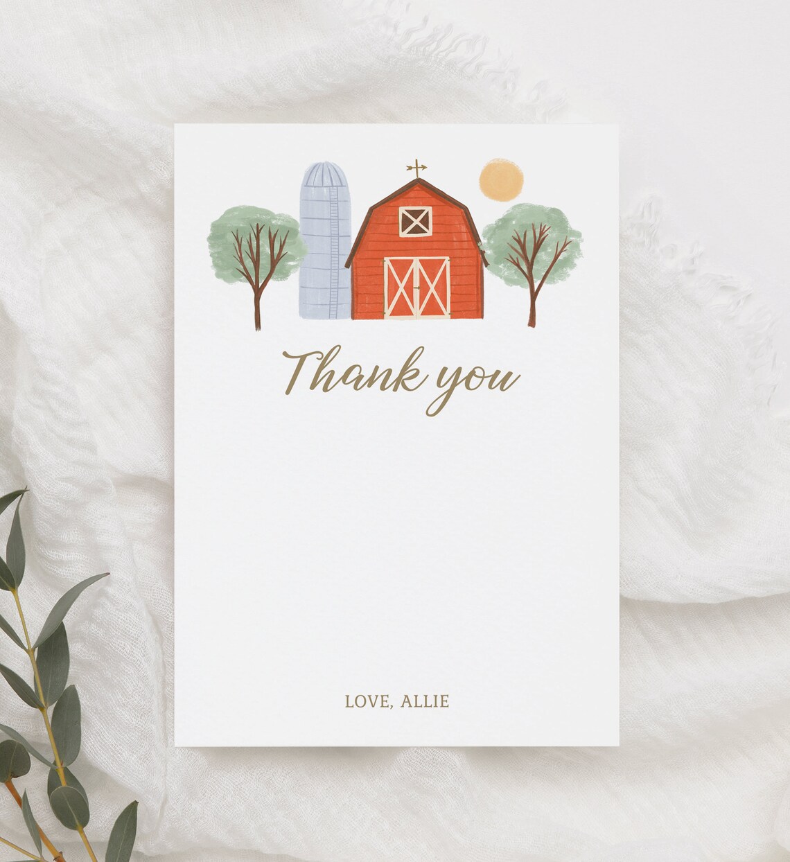 Editable Farm Birthday Party Thank You Card Template, Printable ...