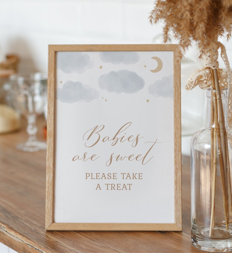 Babies are Sweet Take a Treat, Moon and Stars Baby Shower Dessert Table Sign, Printable Over the Moon Baby Shower Sign, DIGITAL DOWNLOAD image 4