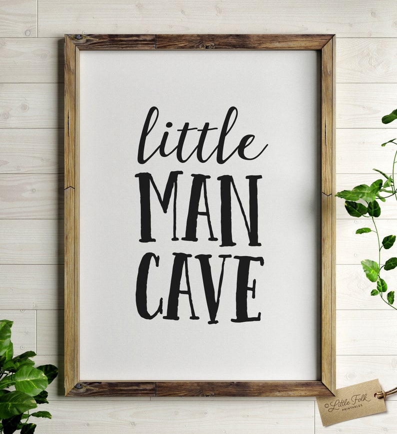Little Man Cave Print Printable Wall Art Woodland Nursery | Etsy