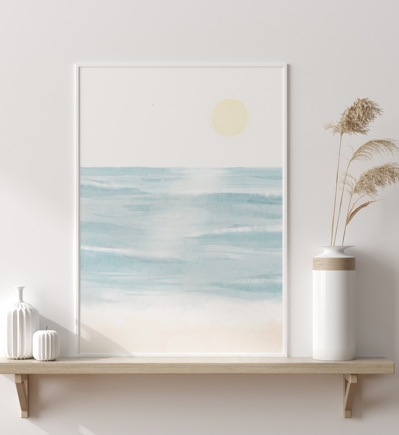 Watercolor Beach Painting, Ocean Print, Printable Beach Wall Art, Beach Poster, Coastal Wall Decor, DIGITAL DOWNLOAD image 3