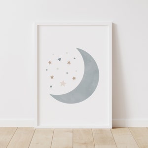 Neutral Cloud Moon and Sun Set of 3 Prints, Boy Nursery Decor, PRINTABLE Wall Art, Boho Kids Room Decor, DIGITAL DOWNLOAD image 4