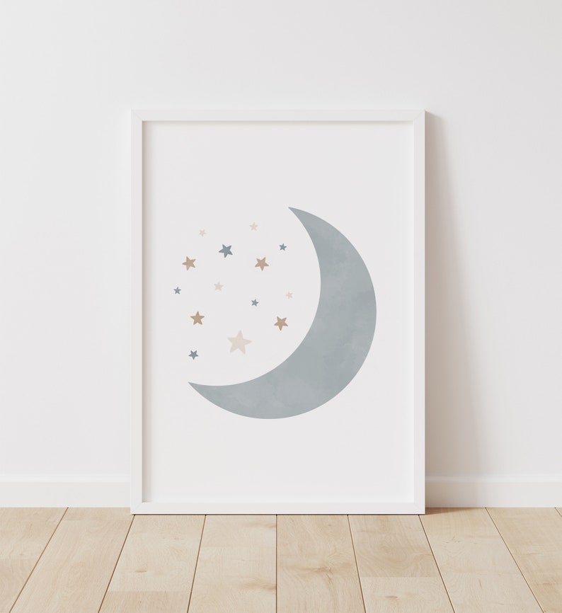 Neutral Cloud Moon and Sun Set of 3 Prints, Boy Nursery Decor, PRINTABLE Wall Art, Boho Kids Room Decor, DIGITAL DOWNLOAD image 4