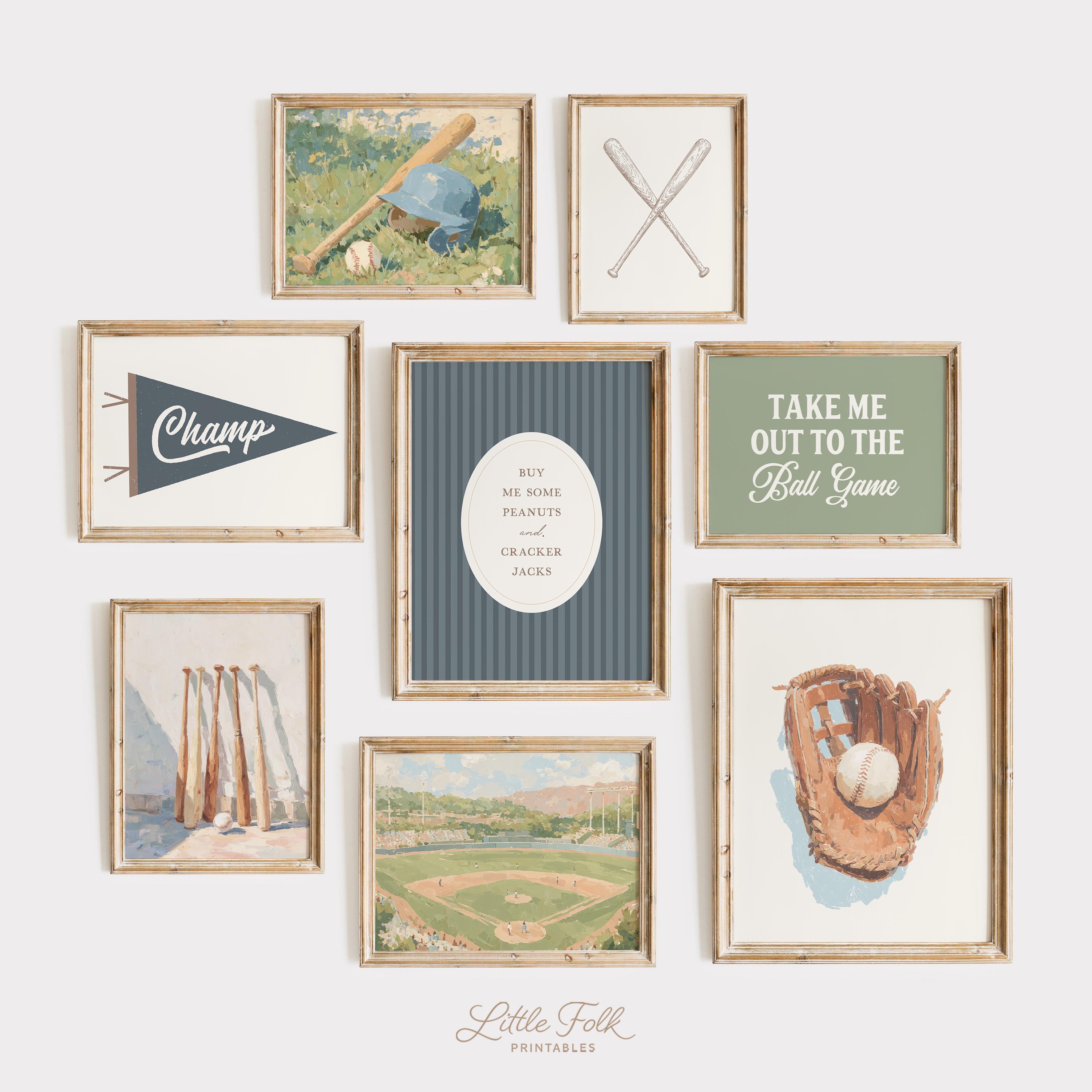 Pendentif Mural Vintage Baseball – Années 60 – Chapeaux, Balles, Battes