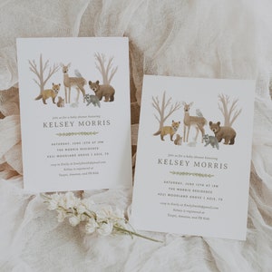 Woodland Baby Shower Invitation, Woodland Animals Baby Shower Invite, Printable Invitation Template, DIGITAL DOWNLOAD