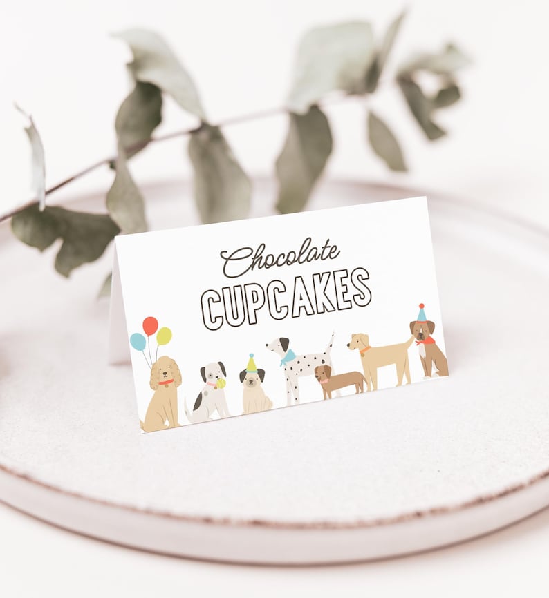 Editable Puppy Birthday Party Food Label Template, Printable Dog