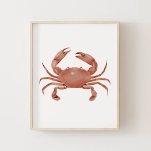 Krab print, decor strand kinderkamer, krab muur kunst, AFDRUKBARE aquarel krab kunst aan de muur, kust Home decor, digitale DOWNLOAD