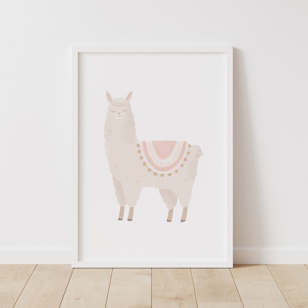 Neutral Llama Print, Llama Nursery Art, PRINTABLE Wall Art, Boho Nursery Decor, Girls Room Decor, DIGITAL DOWNLOAD