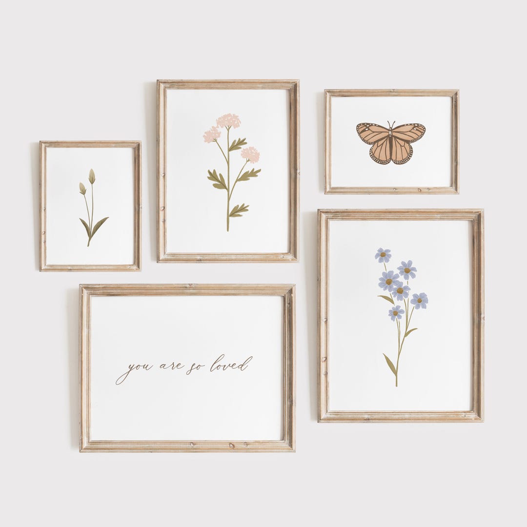 Vintage Wildflower Nursery Wall Art, Printable Floral Nursery Decor ...
