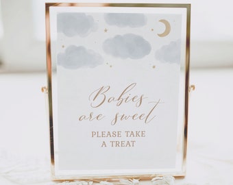 Babies are Sweet Take a Treat, Moon and Stars Baby Shower Dessert Table Sign, Printable Over the Moon Baby Shower Sign, DIGITAL DOWNLOAD